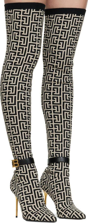 Balmain White Raven Tall Boots - Picture 2