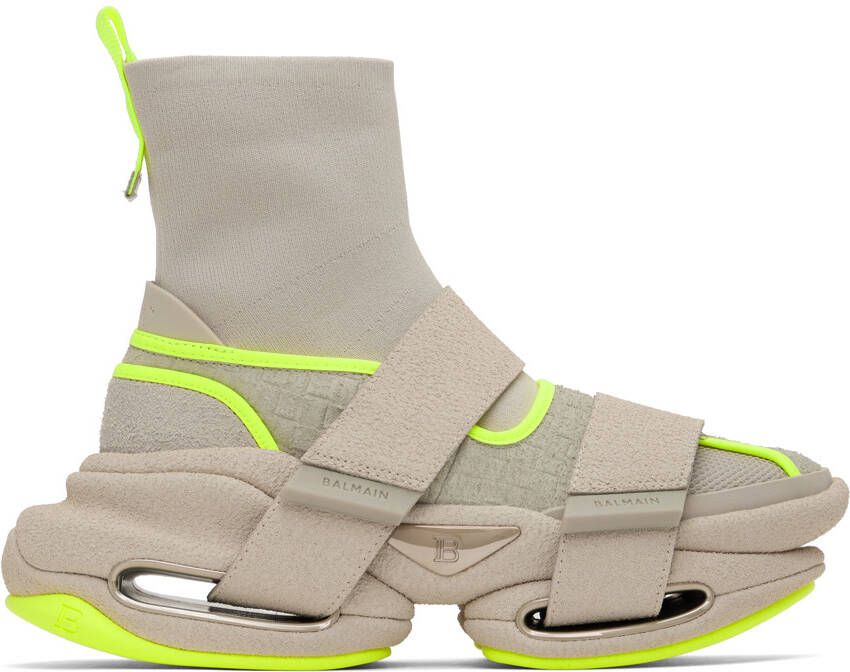 Balmain Beige  Gray B-Bold Sneakers - Picture 5