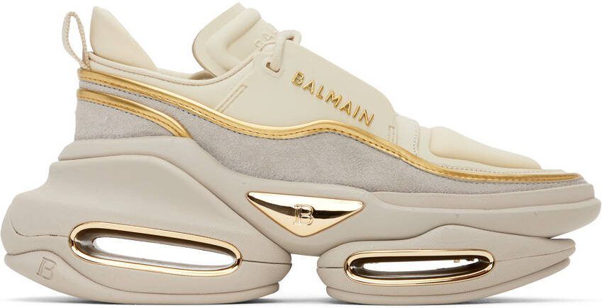 Balmain Beige  Taupe B-Bold Sneakers - Picture 4