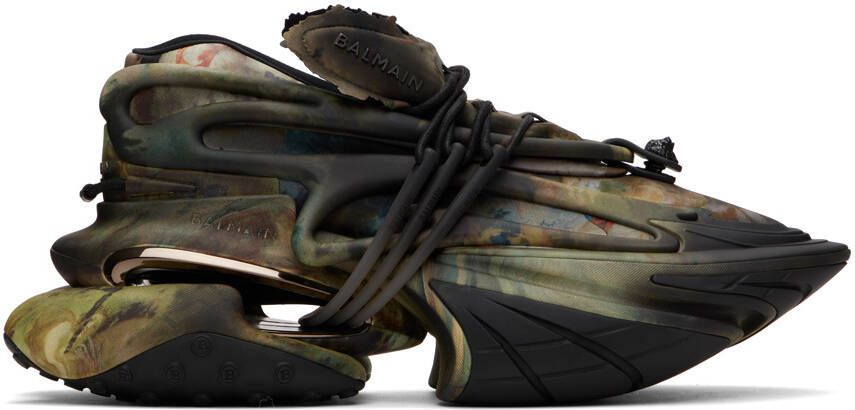 Balmain Black  Khaki Unicorn Sneakers - Picture 5