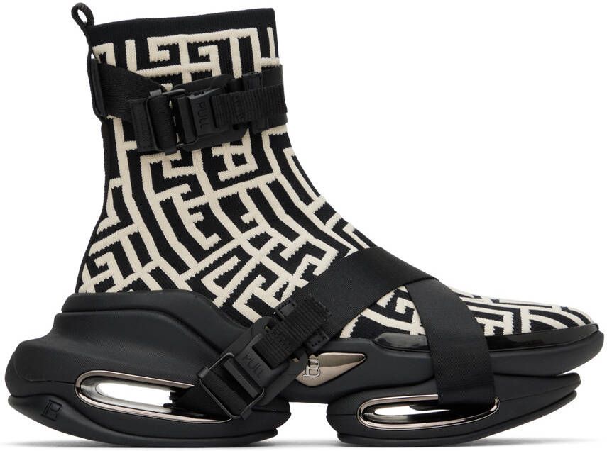 Balmain Black  White B-Bold Sneakers - Picture 5