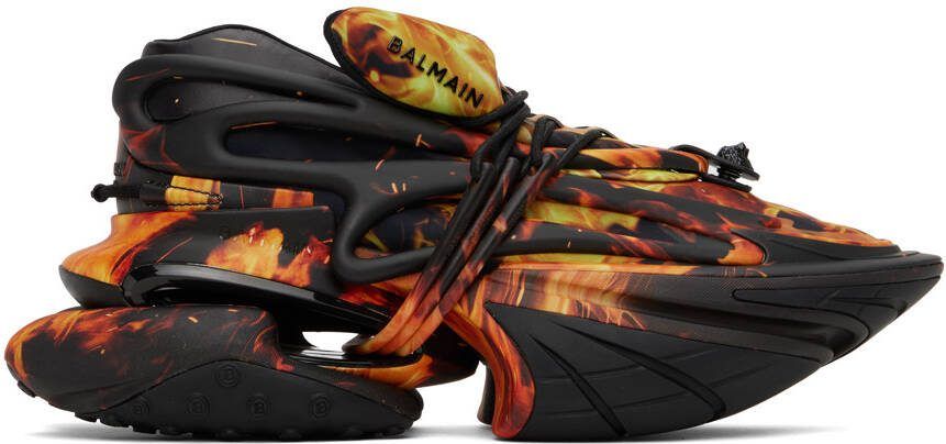 Balmain Black  Yellow Unicorn Sneakers - Picture 4
