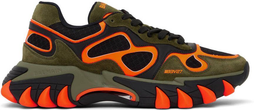 Balmain Khaki  Orange B-East Sneakers - Picture 3
