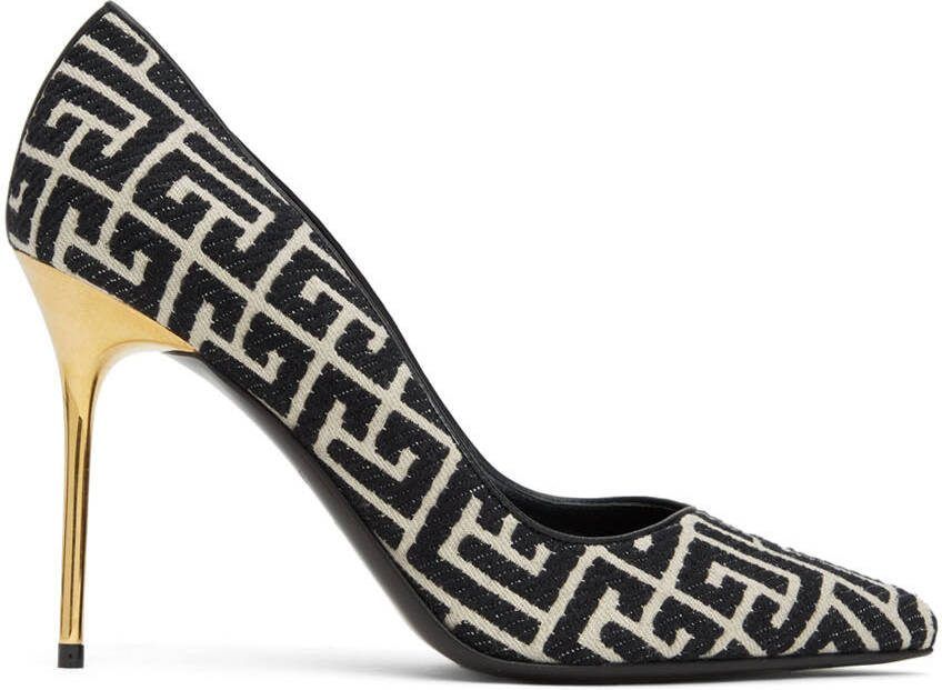 Balmain Off-White  Black Jacquard Ruby Pumps - Picture 5