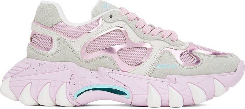Balmain B-East leather low-top sneakers Pink - Picture 5