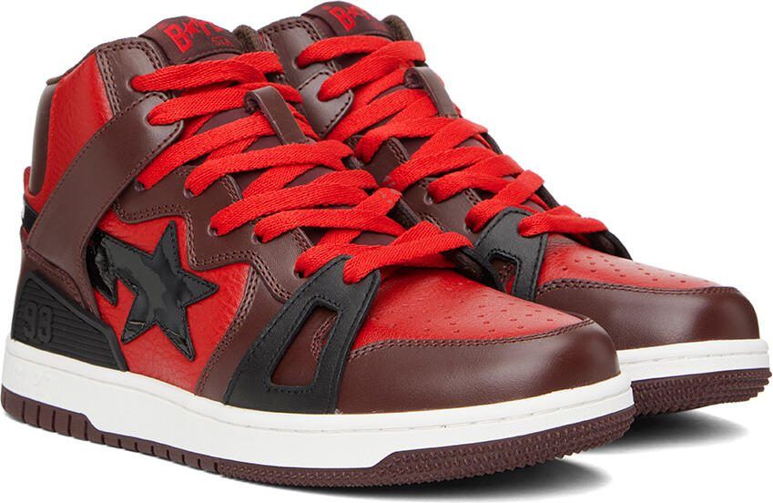 BAPE Red  Brown Sta 93 Hi Sneakers - Picture 2