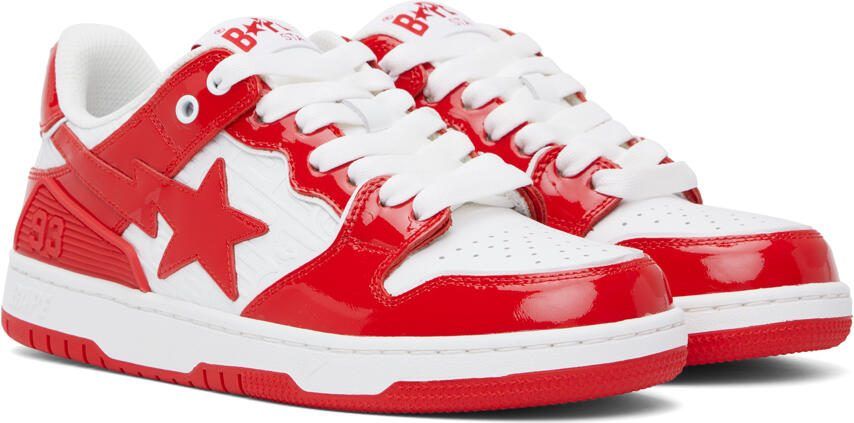 BAPE Red  White SK8 STA #5 Sneakers - Picture 2