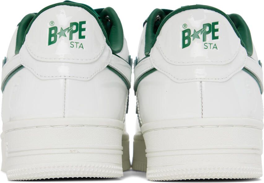 BAPE White  Green Patent Leather Sneakers