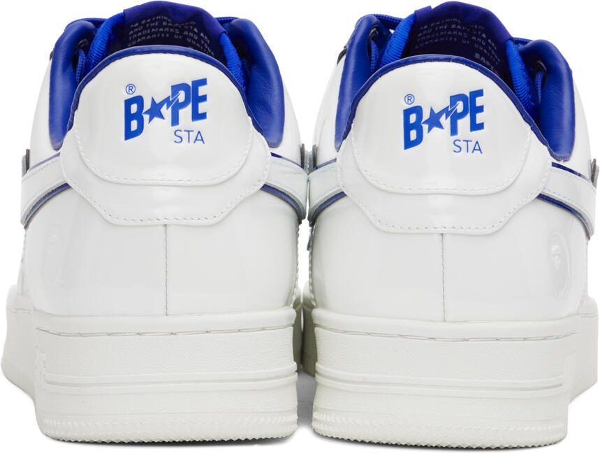 BAPE White  Navy Patent Leather Sneakers