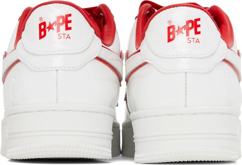 BAPE White  Red Patent Leather Sneakers