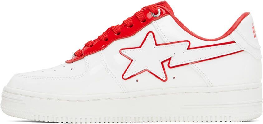 BAPE White  Red Patent Leather Sneakers - Picture 3