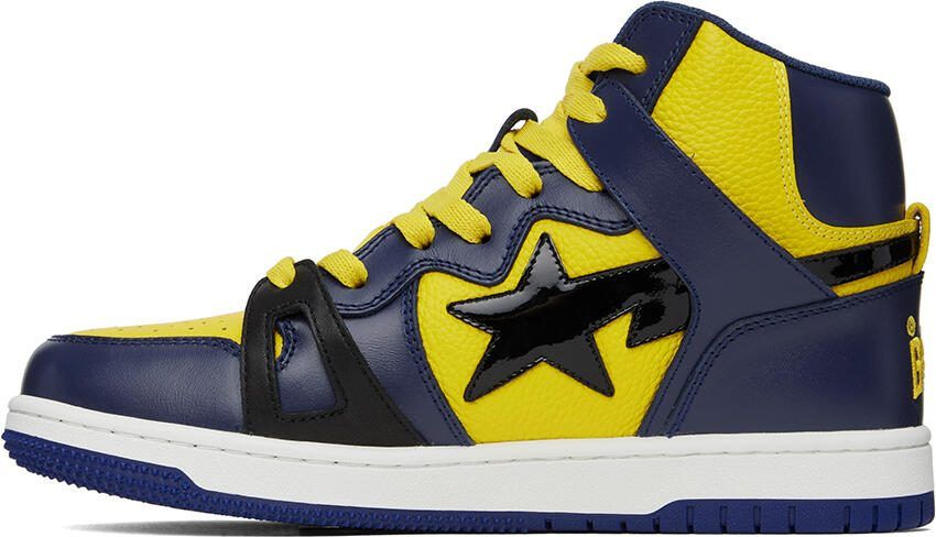 BAPE Yellow  Navy Sta 93 Hi Sneakers - Picture 3