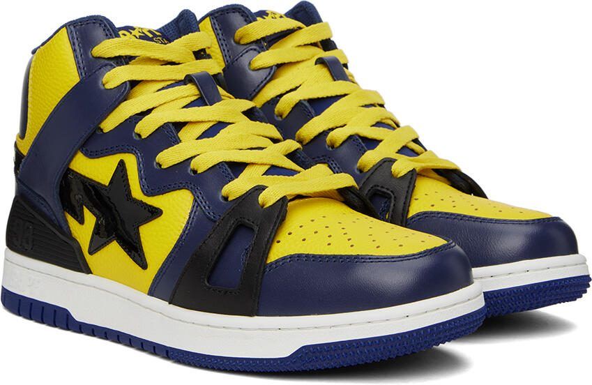 BAPE Yellow  Navy Sta 93 Hi Sneakers - Picture 2