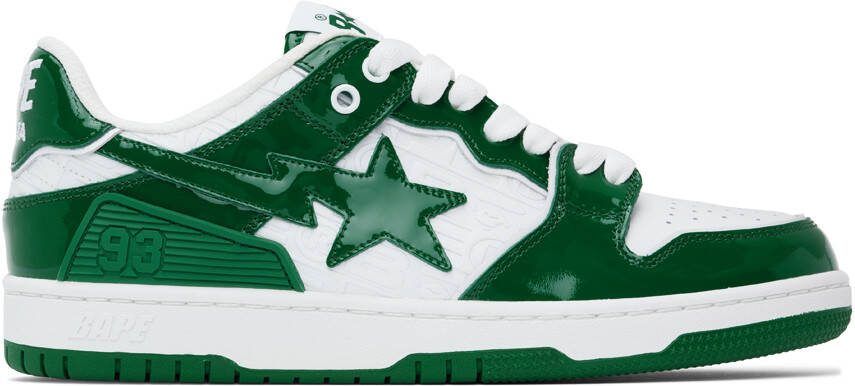 BAPE Green  White SK8 STA #5 Sneakers - Picture 5