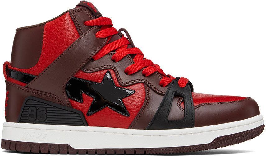BAPE Red  Brown Sta 93 Hi Sneakers - Picture 5