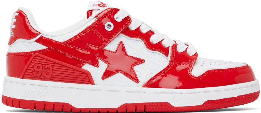 BAPE Red  White SK8 STA #5 Sneakers - Picture 5