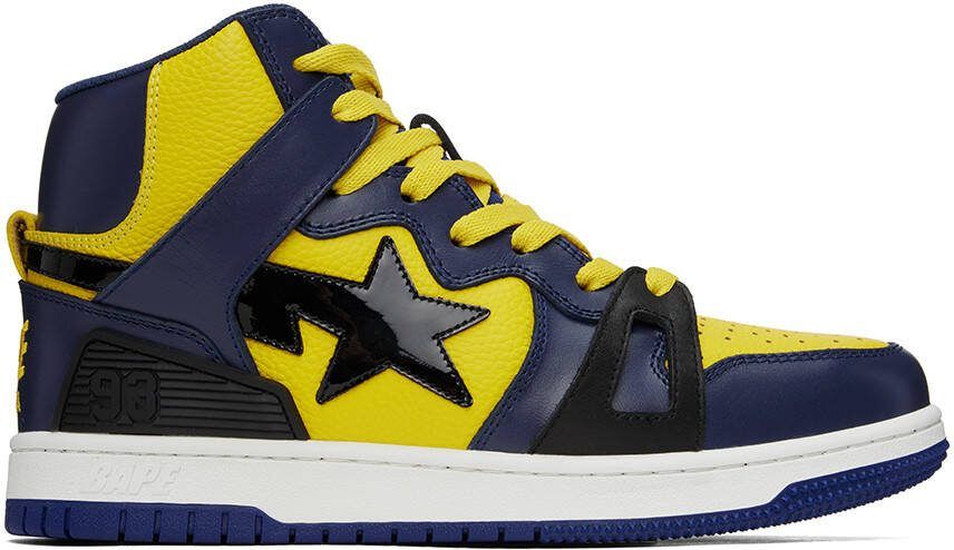 BAPE Yellow  Navy Sta 93 Hi Sneakers - Picture 5