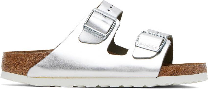 Birkenstock Silver Arizona Soft Footbed Sandals - Picture 5