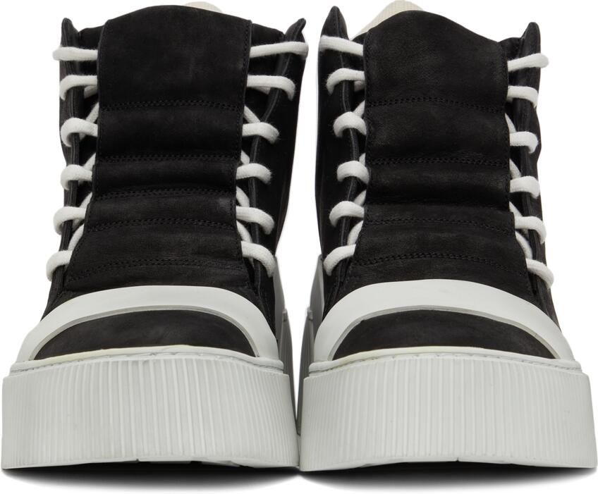 Boris Bidjan Saberi Black  Off-White Suede Bamba 1.1 High Top Sneakers - Picture 2