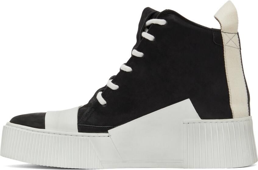 Boris Bidjan Saberi Black  Off-White Suede Bamba 1.1 High Top Sneakers - Picture 4