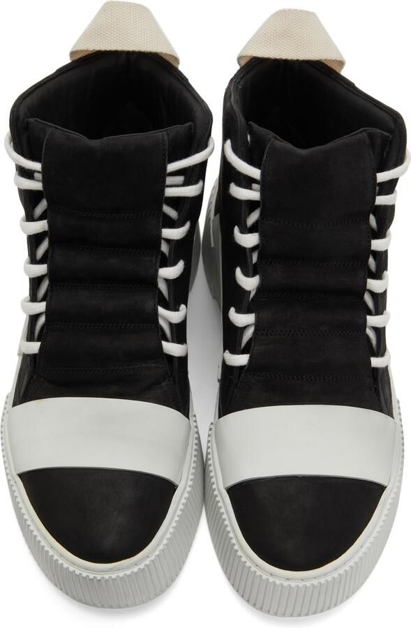 Boris Bidjan Saberi Black  Off-White Suede Bamba 1.1 High Top Sneakers - Picture 3