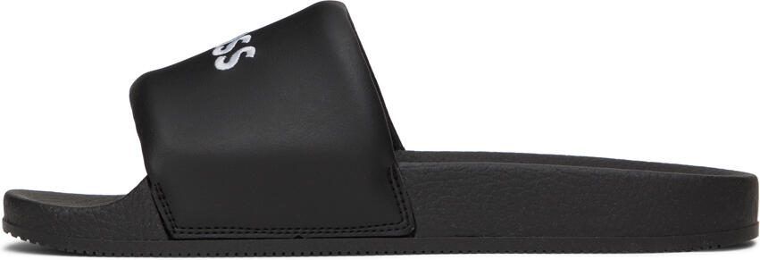 BOSS Black Embroidered Slides - Picture 4