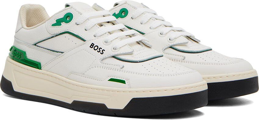 BOSS White  Green Reflective Sneakers - Picture 2