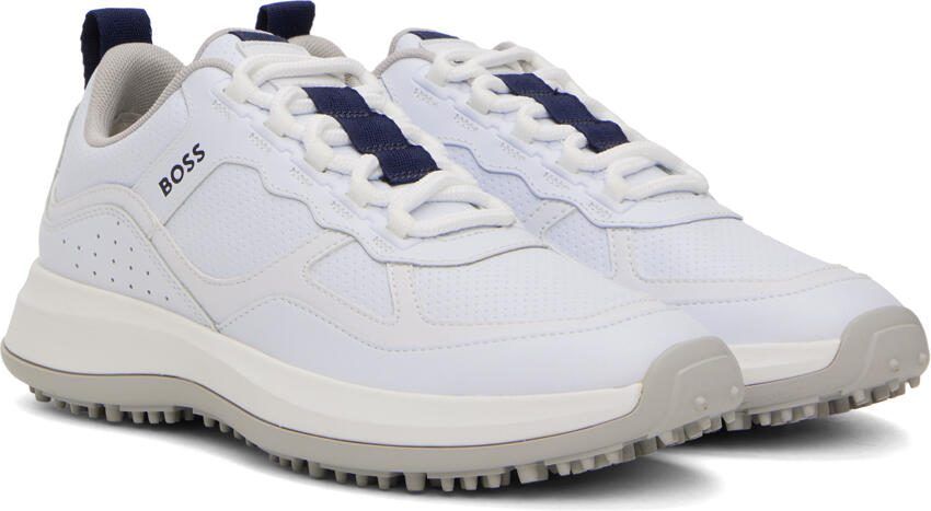 BOSS White Perforated Sneakers - Picture 2