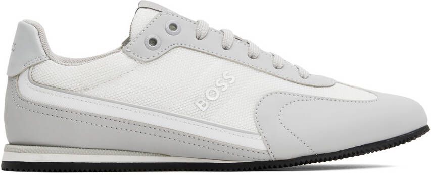 BOSS Gray  White Paneled Sneakers