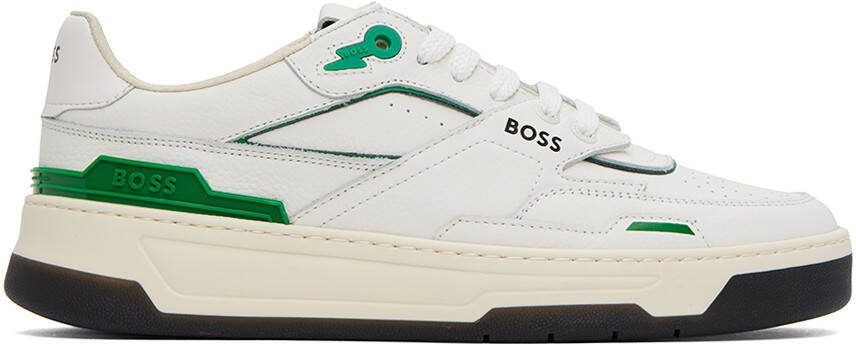 BOSS White  Green Reflective Sneakers - Picture 5