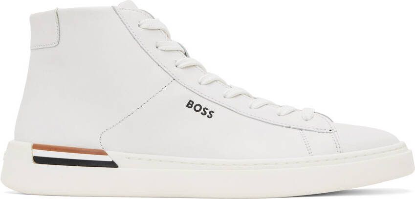 BOSS White Logo High-Top Sneakers - Picture 5