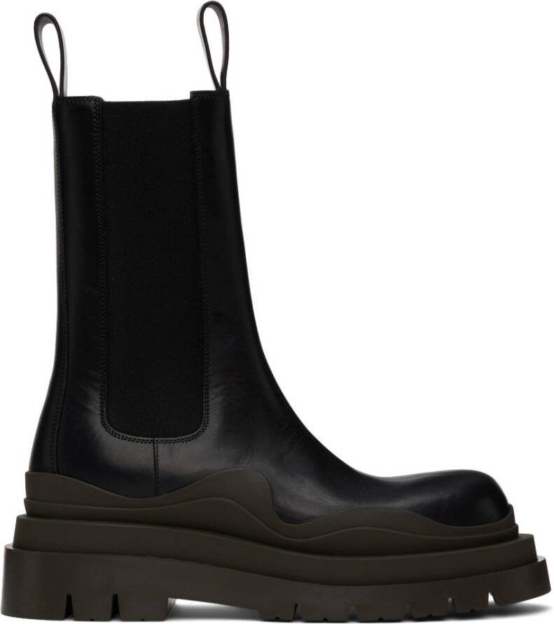 Bottega Veneta Black  Brown Tire Chelsea Boots - Picture 2
