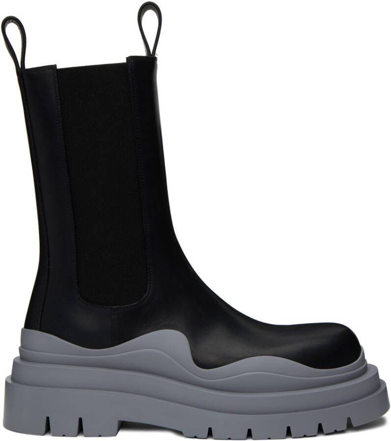 Bottega Veneta Black  Gray Tire Chelsea Boots - Picture 5