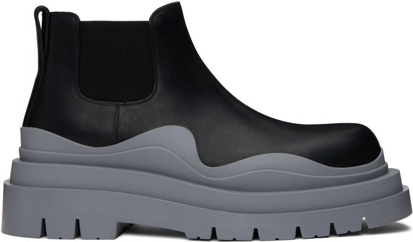 Bottega Veneta Black  Gray Tire Chelsea Boots - Picture 4