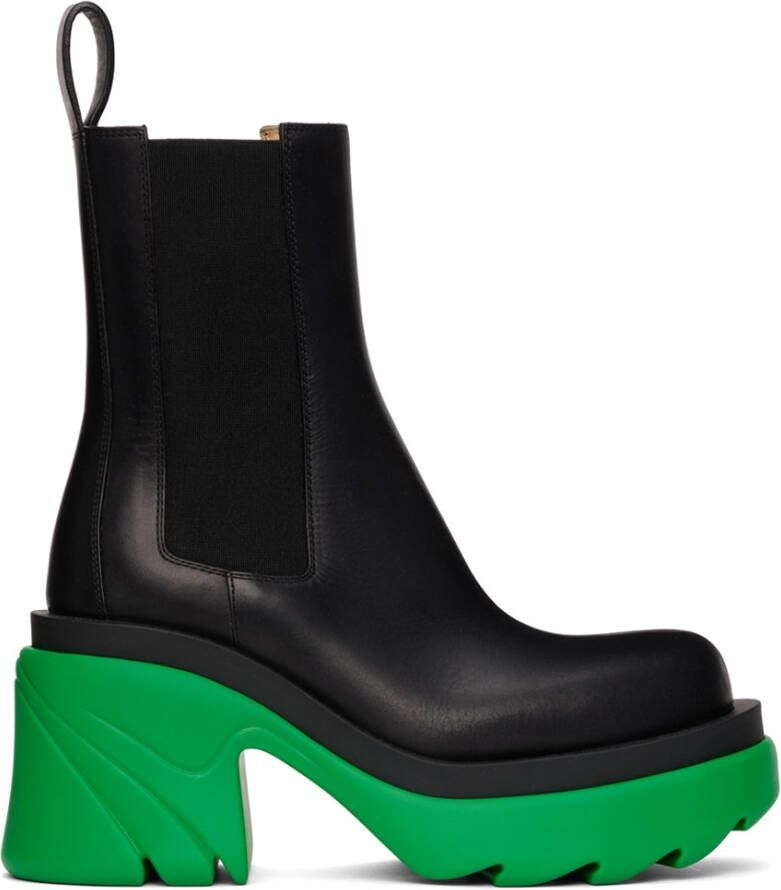 Bottega Veneta Black  Green Flash Boots - Picture 5