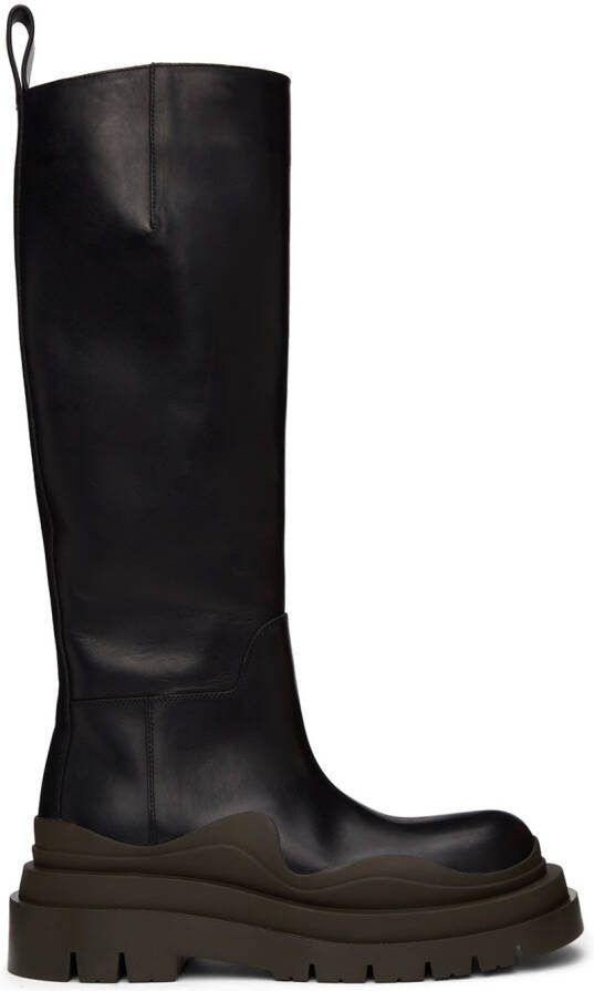 Bottega Veneta Black  Green Tire Tall Boots