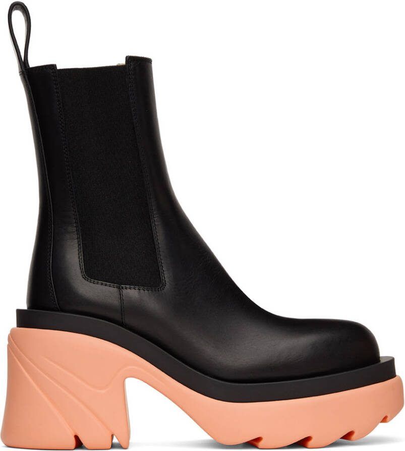 Bottega Veneta Black  Pink Flash Chelsea Boots