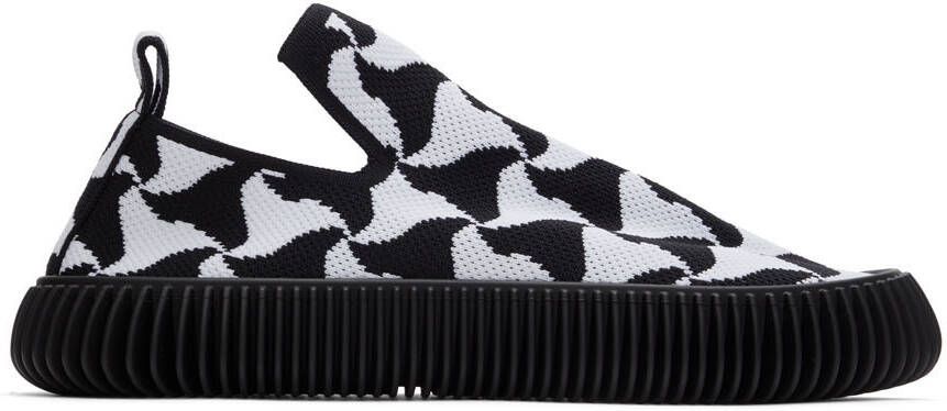 Bottega Veneta Black  White Ripple Sneakers - Picture 5