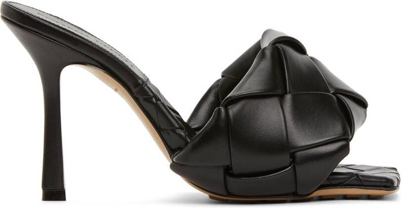 Bottega Veneta Black Intrecciato Lido Heeled Sandals - Picture 5