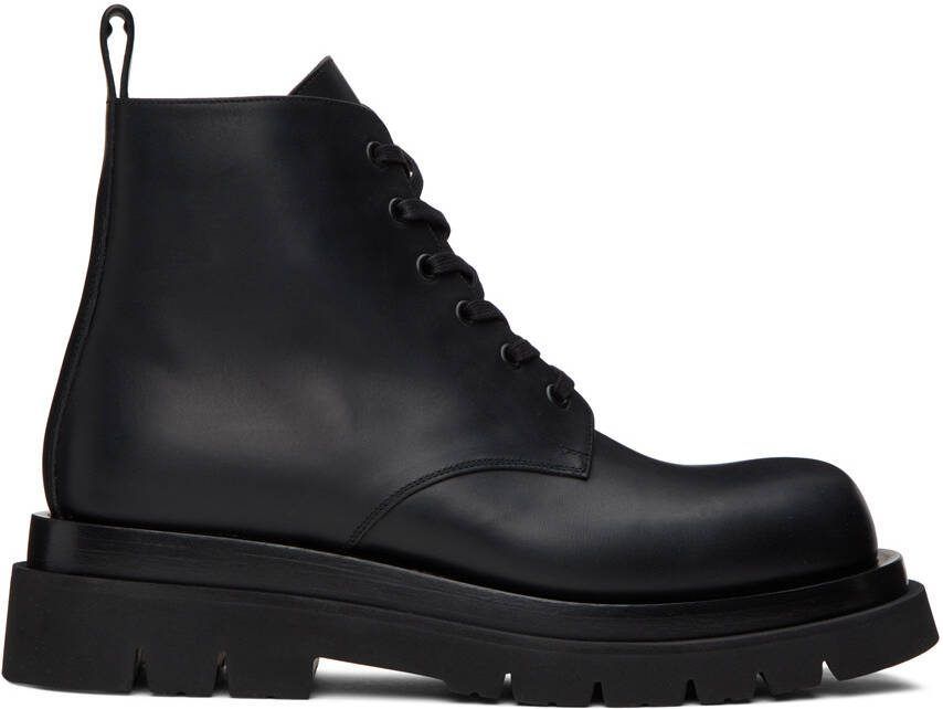 Bottega Veneta Black Lug Lace-Up Boots - Picture 5