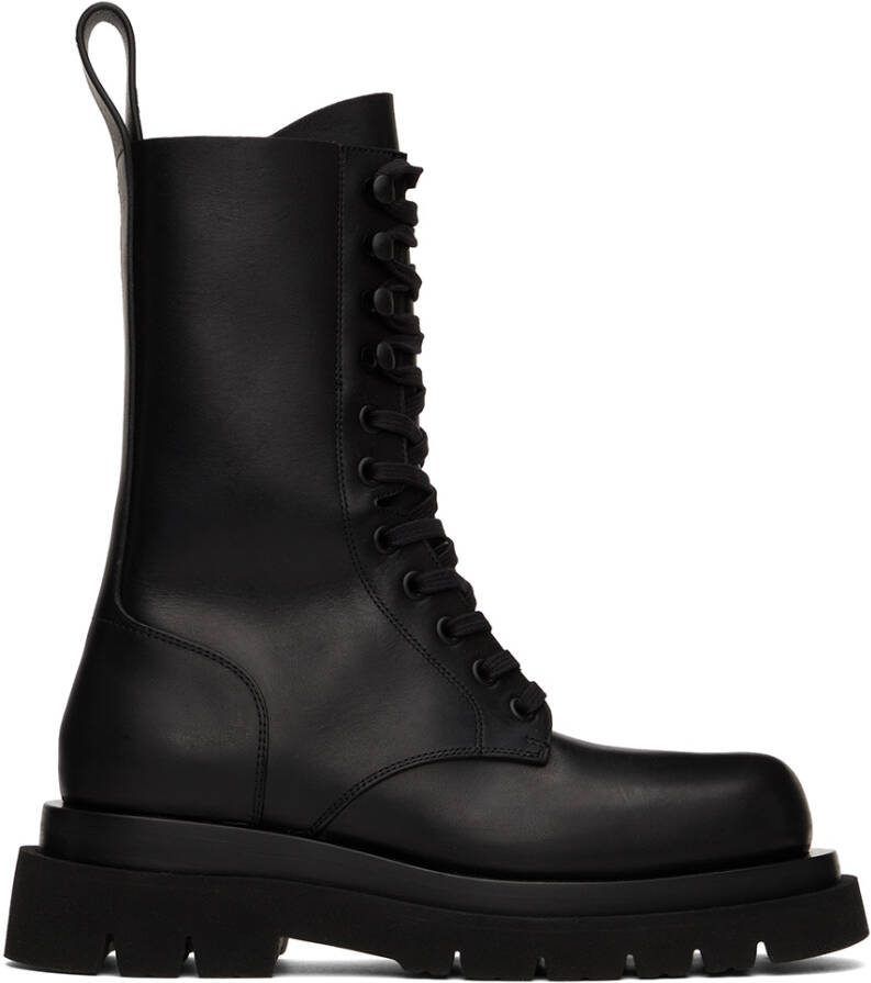 Bottega Veneta Black Lug Lace-Up Boots - Picture 2