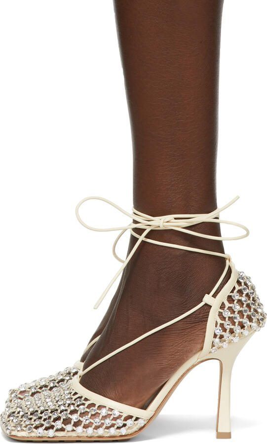 Bottega Veneta Beige Sparkle Stretch Heels - Picture 3