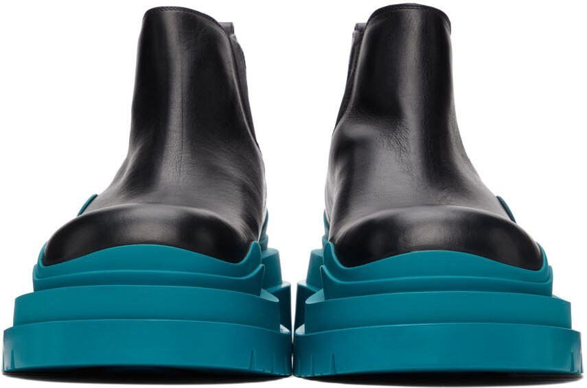 Bottega Veneta Black  Blue Low Tire Chelsea Boots - Picture 3