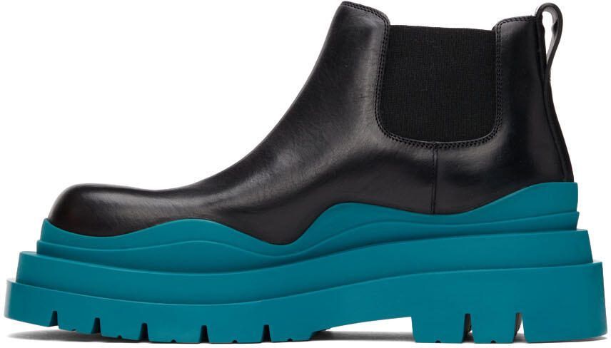 Bottega Veneta Black  Blue Low Tire Chelsea Boots - Picture 4