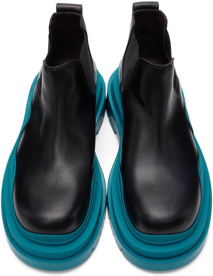 Bottega Veneta Black  Blue Low Tire Chelsea Boots