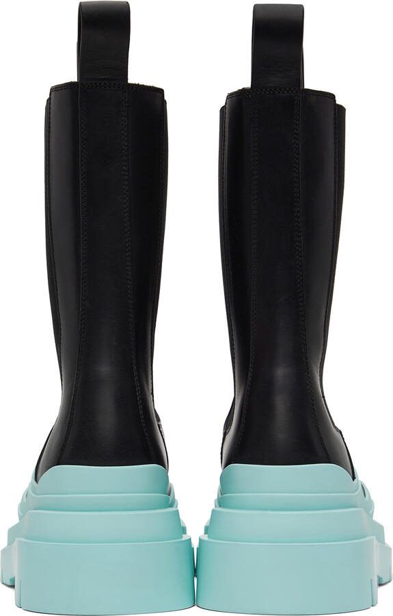 Bottega Veneta Black  Blue Tire Chelsea Boots - Picture 4
