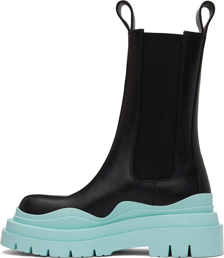 Bottega Veneta Black  Blue Tire Chelsea Boots - Picture 2