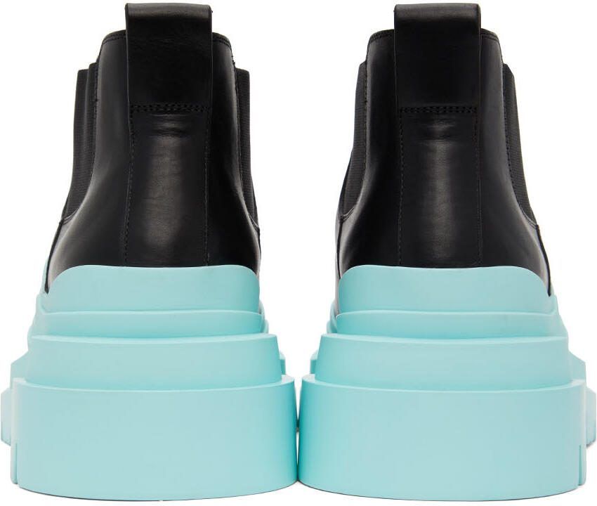 Bottega Veneta Black  Blue Tire Chelsea Boots