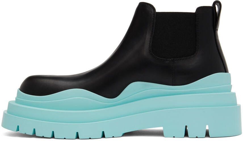 Bottega Veneta Black  Blue Tire Chelsea Boots - Picture 3