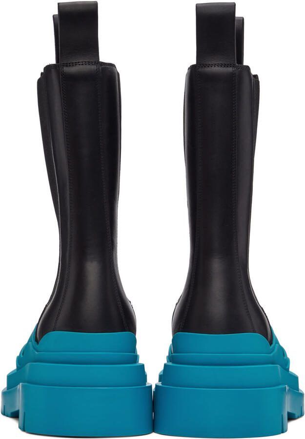 Bottega Veneta Black  Blue Tire Chelsea Boots - Picture 5